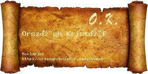 Országh Kristóf névjegykártya